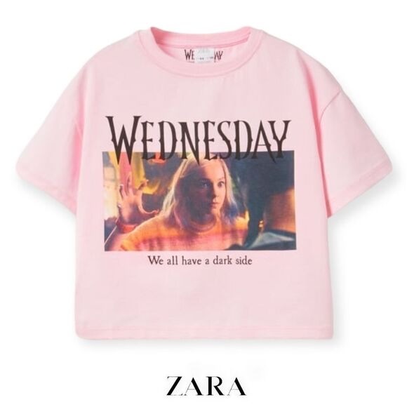 ZARA Kids | Pink | ENID WEDNESDAY © T-SHIRT - Picture 1 of 4